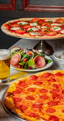 Pizza pies and beer